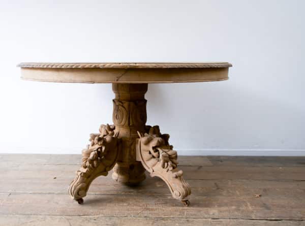 raw oak carved table